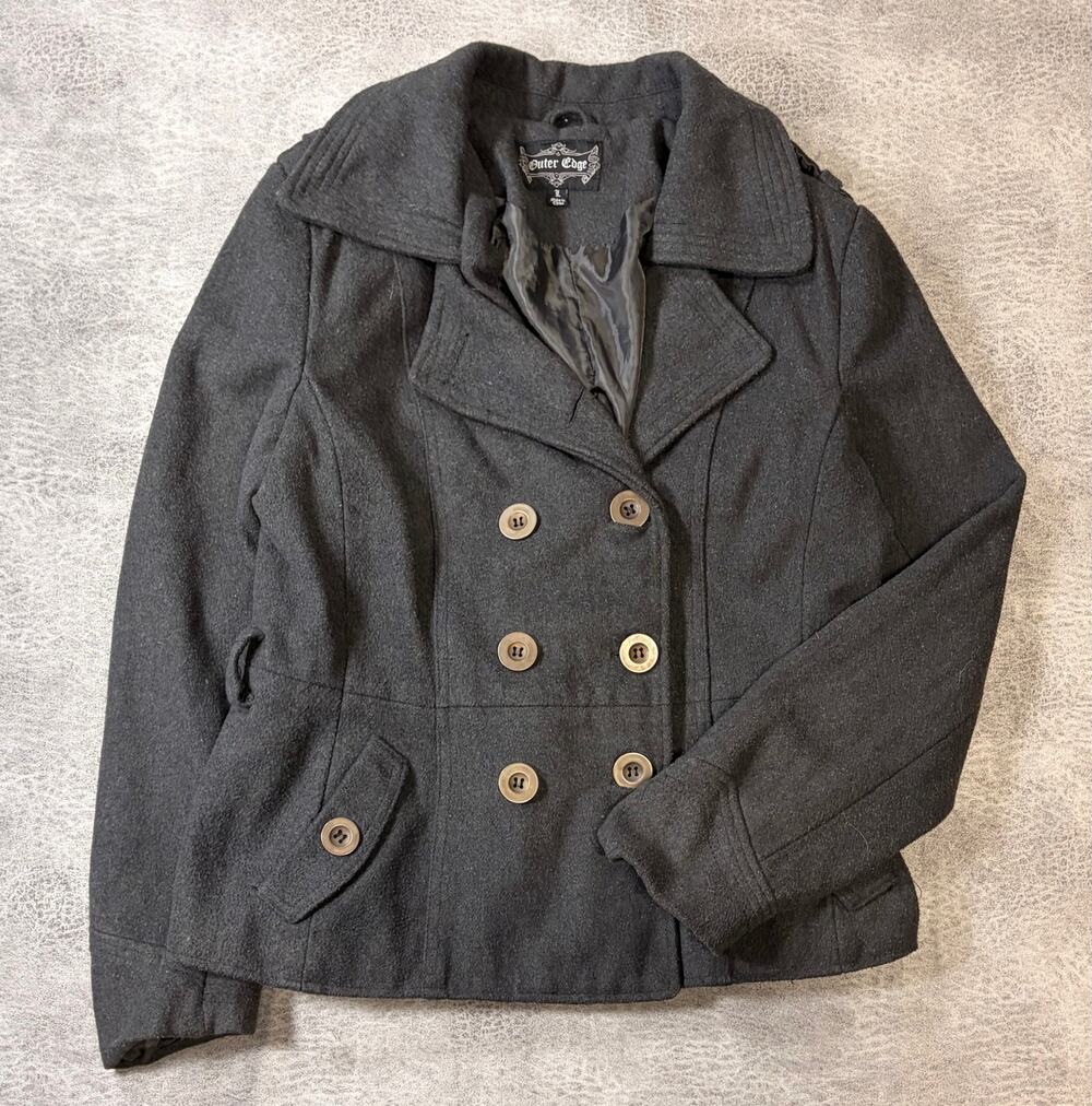Outer Edge Y2k Charcoal Double Breasted Peacoat